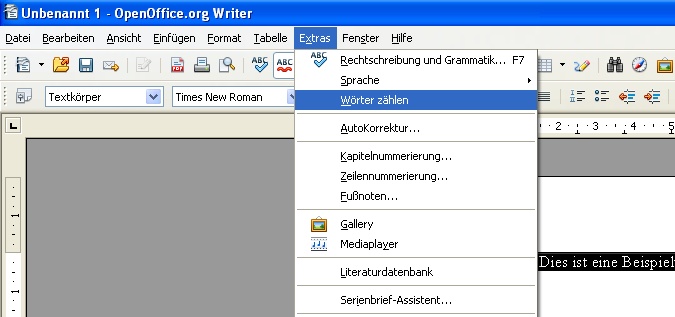 Zeichen und Wrter mittels Open Office zhlen